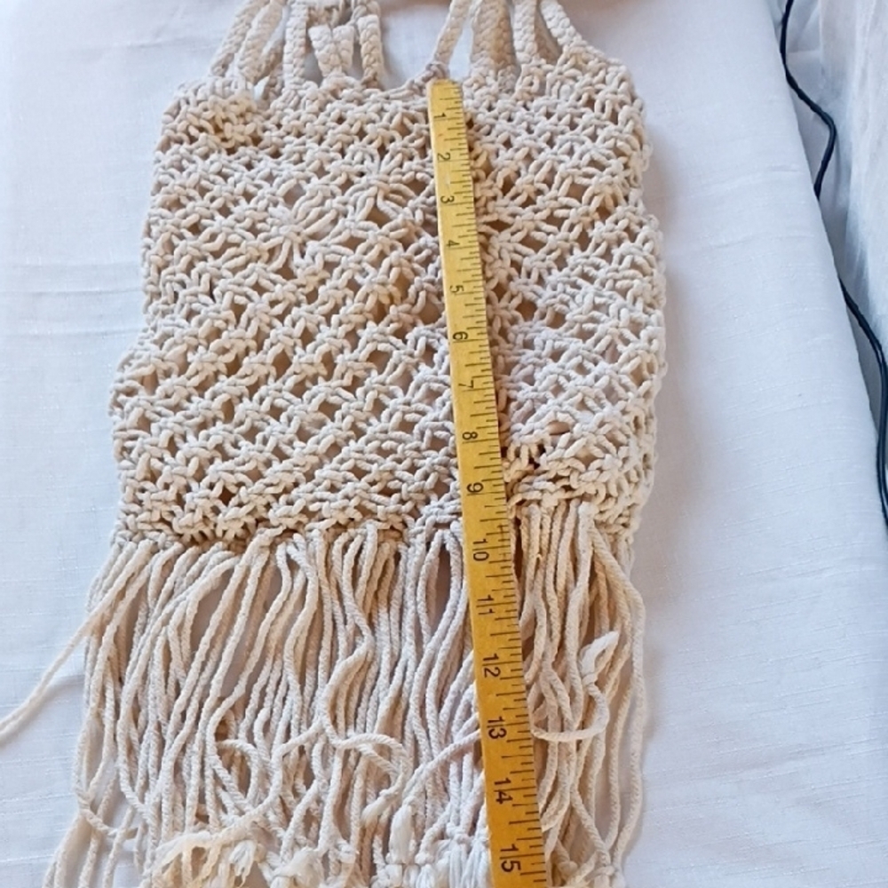 Polo Jeans Co.by Ralph Lauren Handcrafted Cream Macramé Bag - Picture 4 of 7